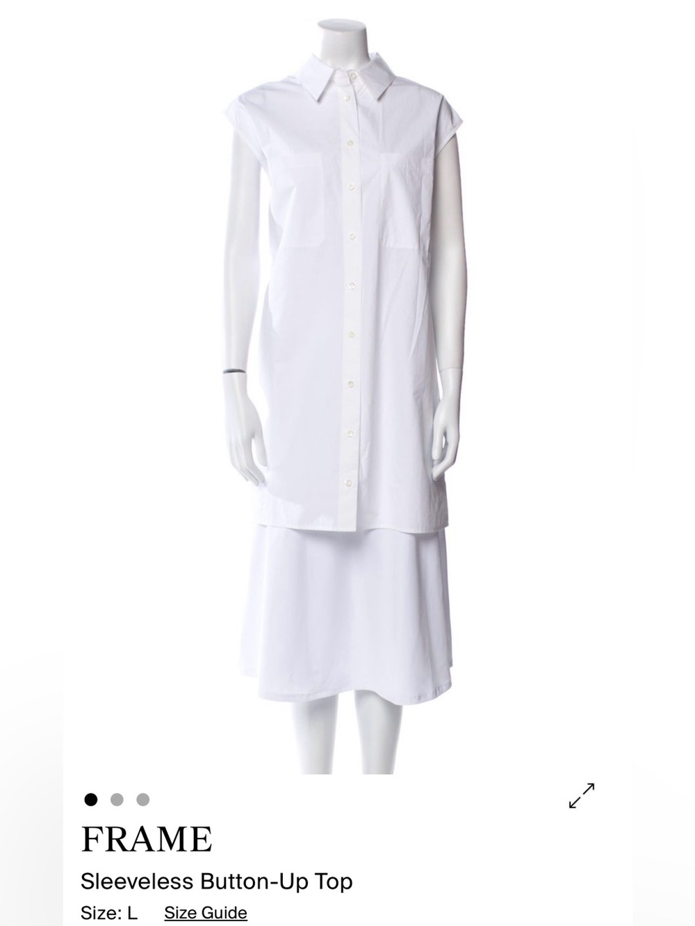 Frame Denim White Sleeveless Button-Up Top
